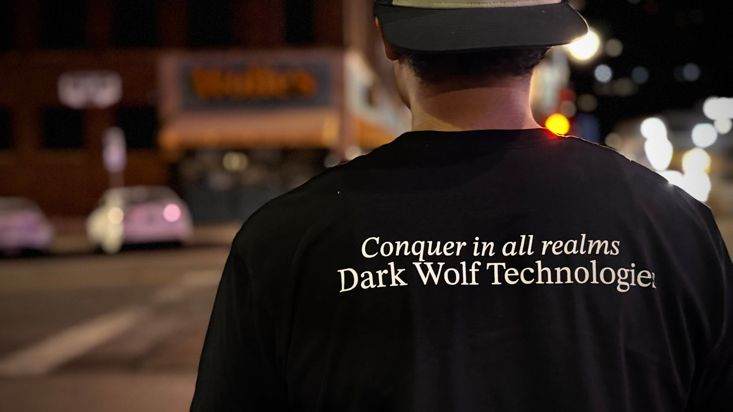 Dark Wolf Technologies "Conquer in all Realms" T-shirt